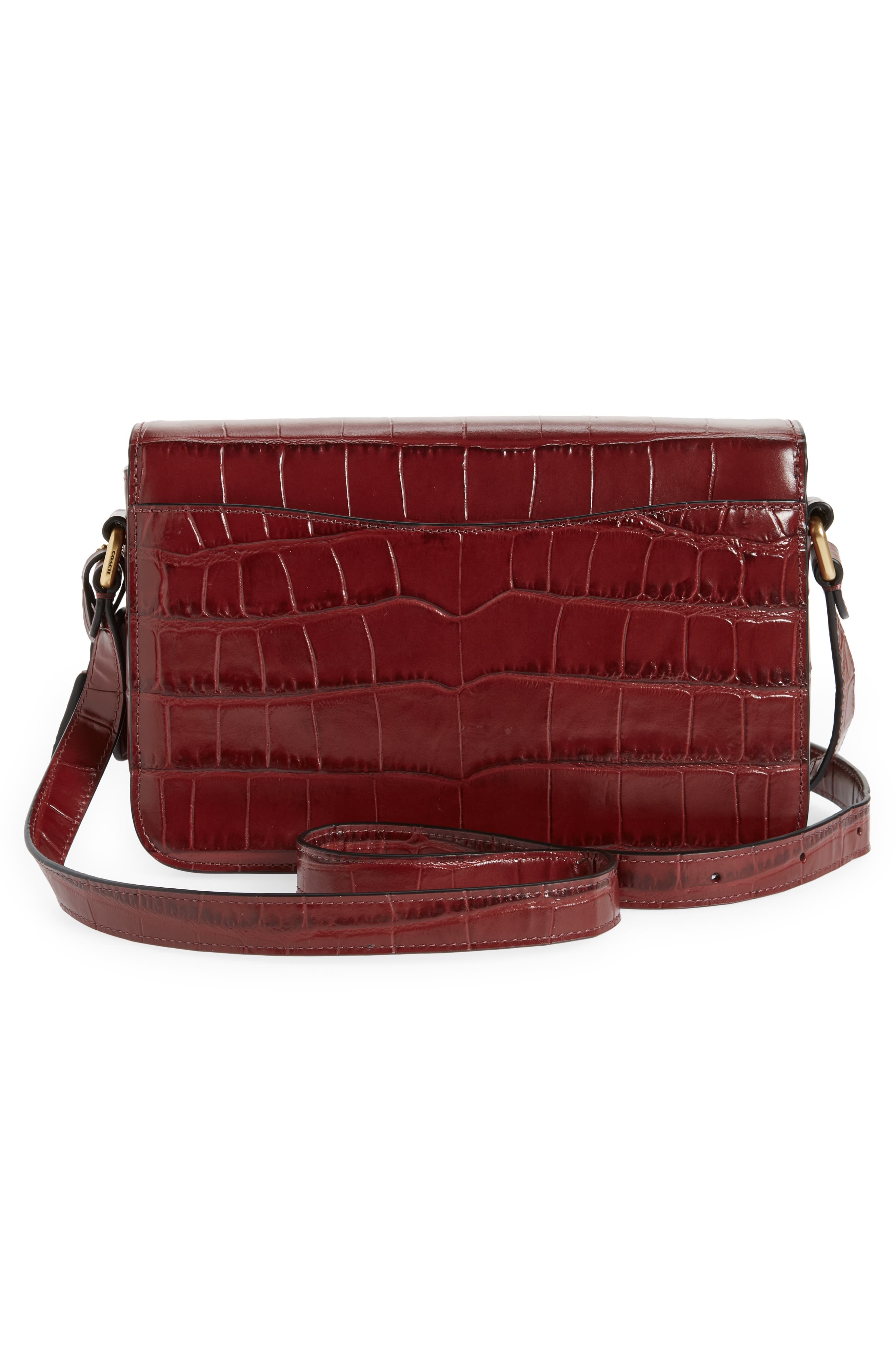 COACH Studio Croc Embossed Leather Shoulder Bag, Alternate, color, 