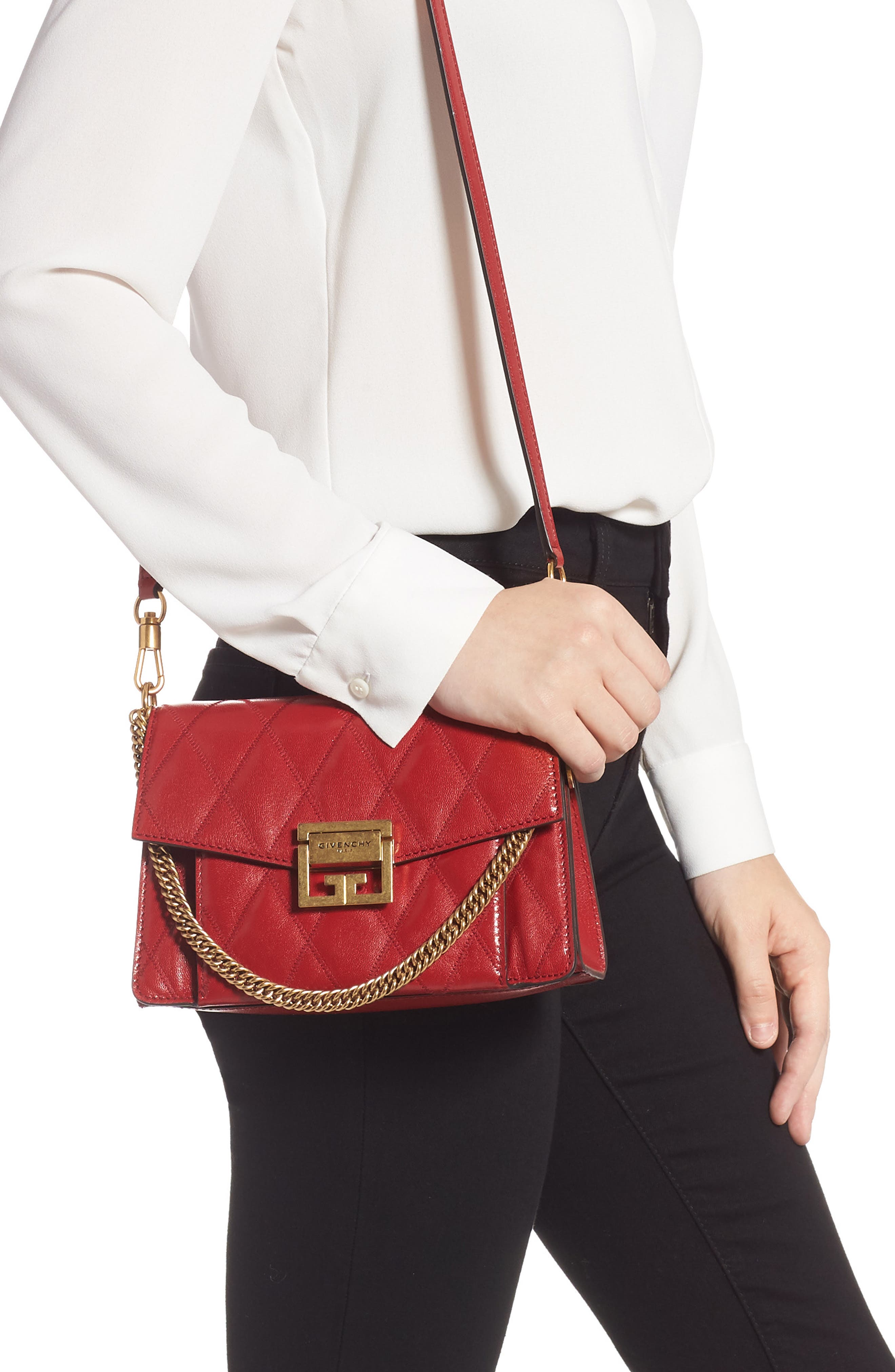 Givenchy Small GV3 Diamond Quilted Leather Crossbody Bag, Alternate, color, 