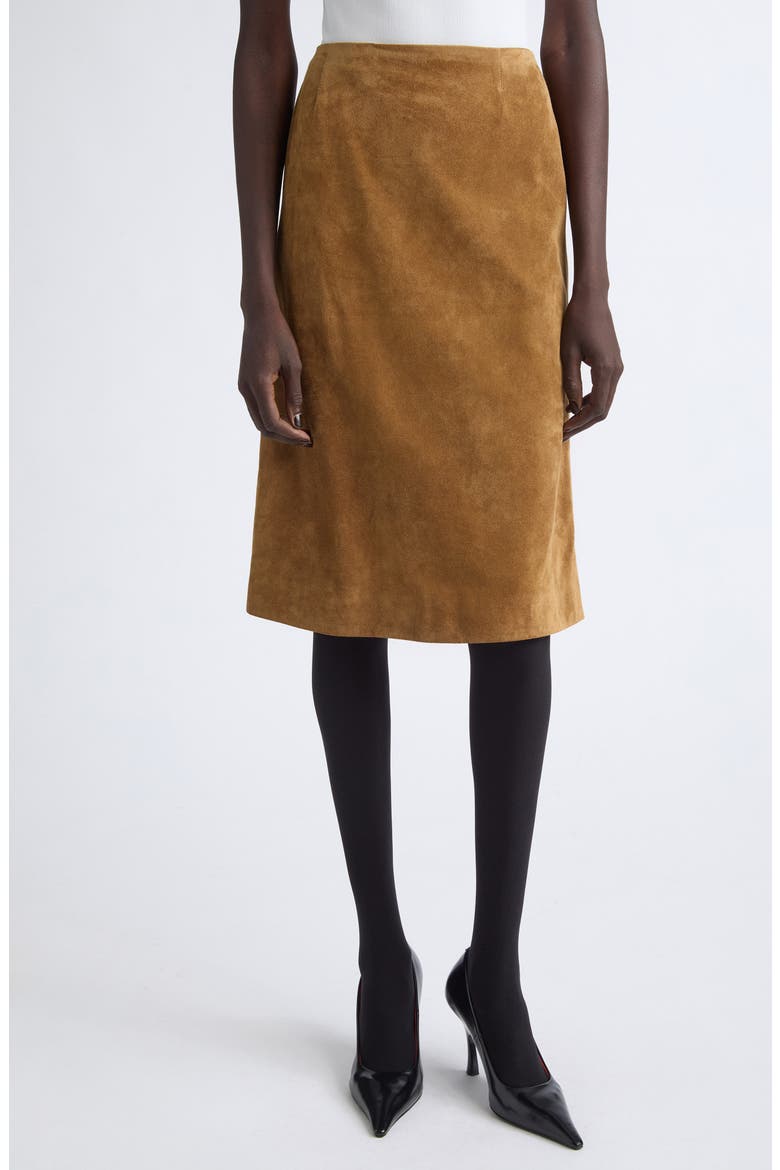 A-Line Suede Skirt, Main, color, WALNUT