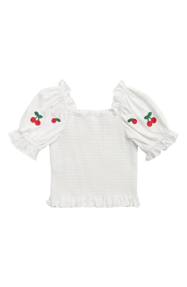 Truly Me Kids' Smocked Cherry Top, Alternate, color, White