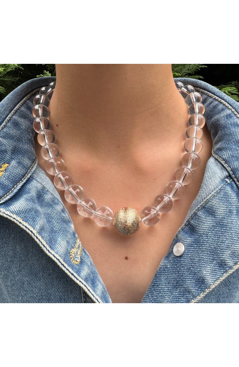 Erin McDermott Jewelry Clear Lucite and Gold Ball Necklace, Alternate, color, Clear