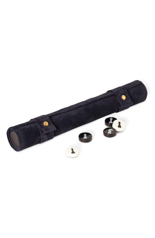 Bey-berk 12.5in Suede Roll Up Travel Chess Set In Multi