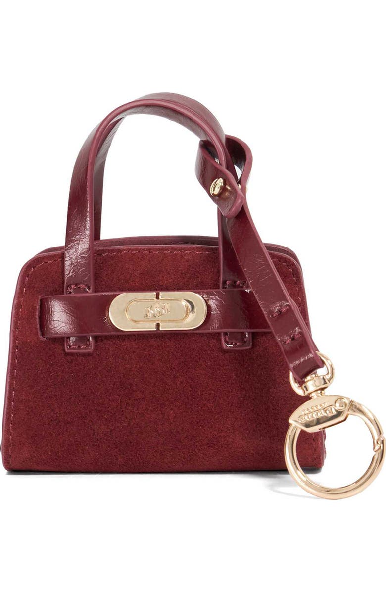 Dune London Define Bag Charm, Main, color, Burgundy