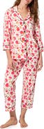 BedHead Pajamas Print Long Sleeve Stretch Organic Cotton Jersey Crop Pajamas