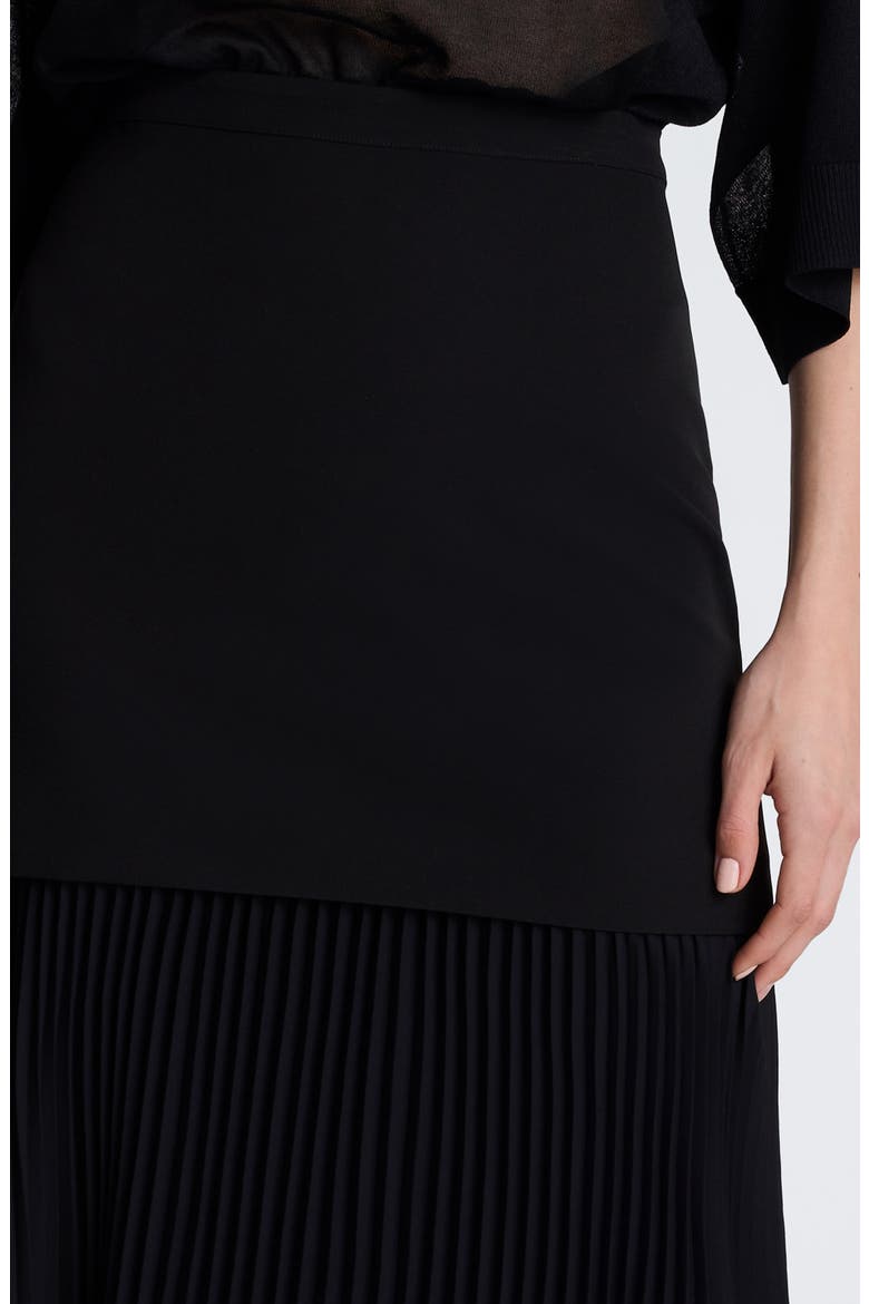Pleated Layered Midi Skirt, Alternate, color, BLACK