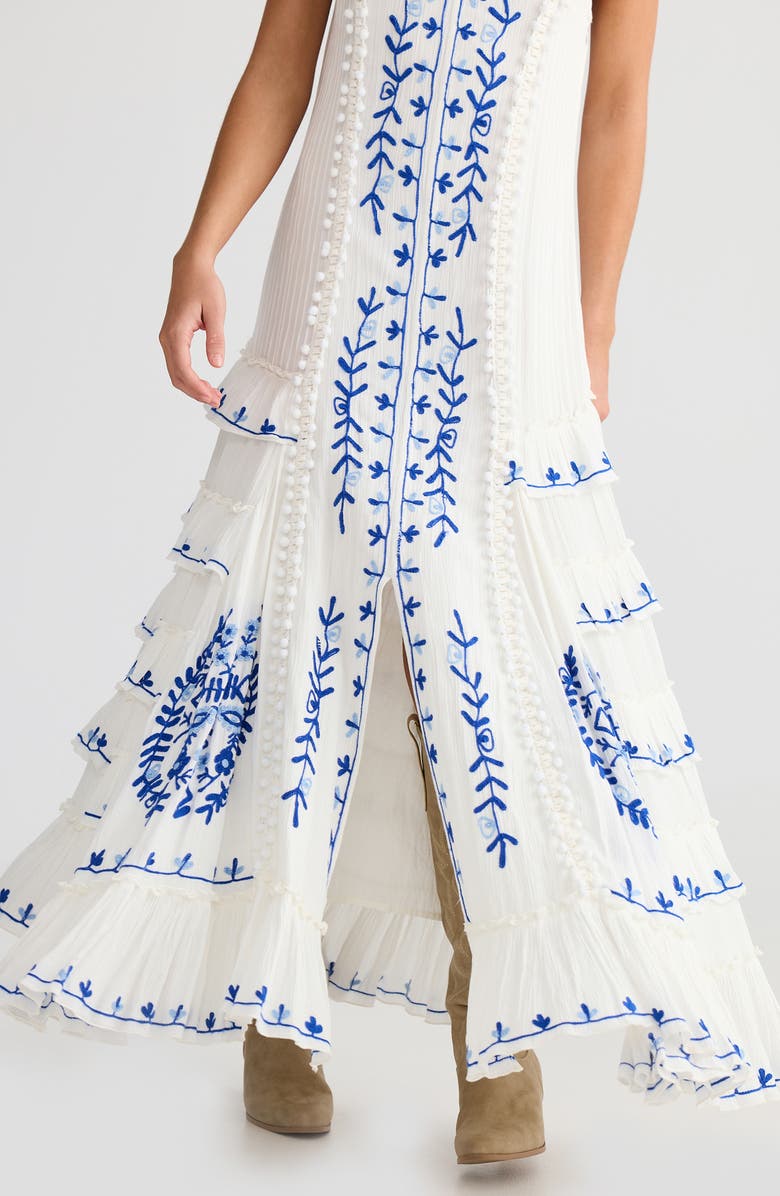 Talisman the Label Sadira Embroidered Sleeveless Maxi Dress, Alternate, color, 