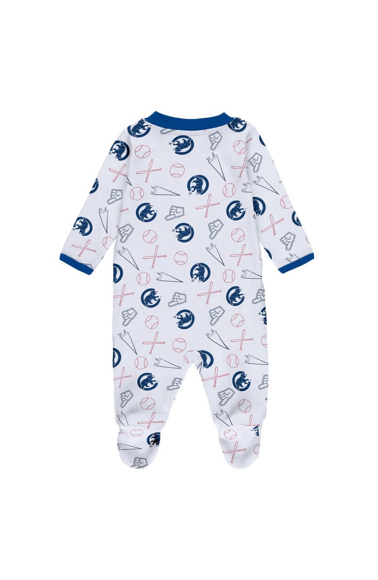 WEAR by Erin Andrews Newborn & Infant WEAR by Erin Andrews White Chicago Cubs Sleep & Play Full-Zip Footed Jumper with Bib, Alternate, color, 