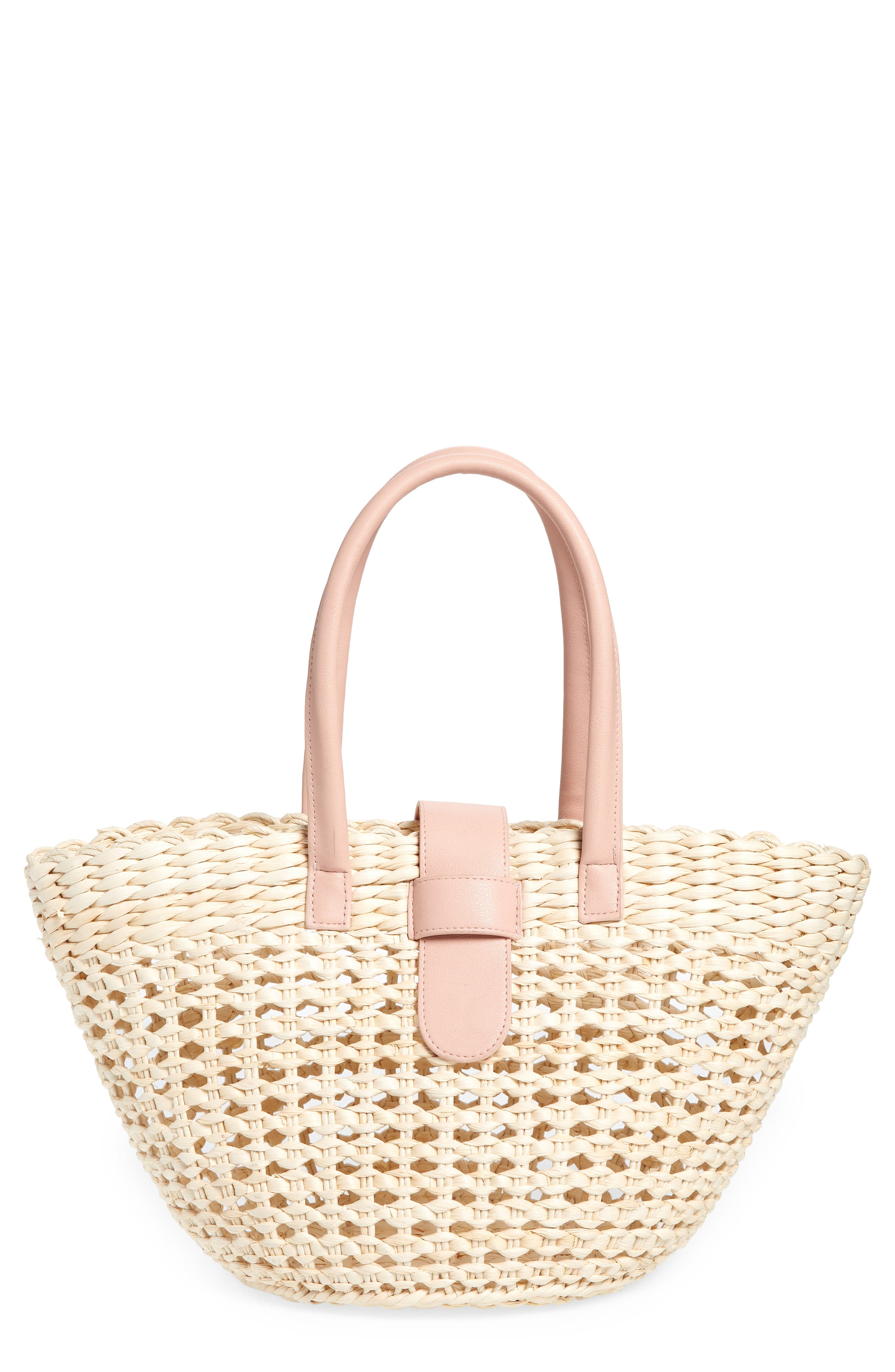 BTB Los Angeles Jules Straw Tote, Main, color, 