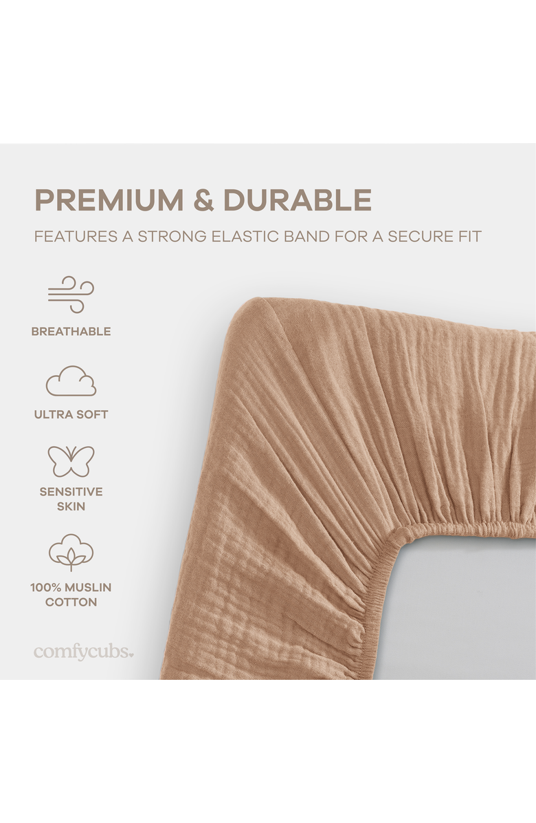 Comfy Cubs Muslin Cotton Bassinet Sheets, 2 Pack, Alternate, color, Cedar And Cream