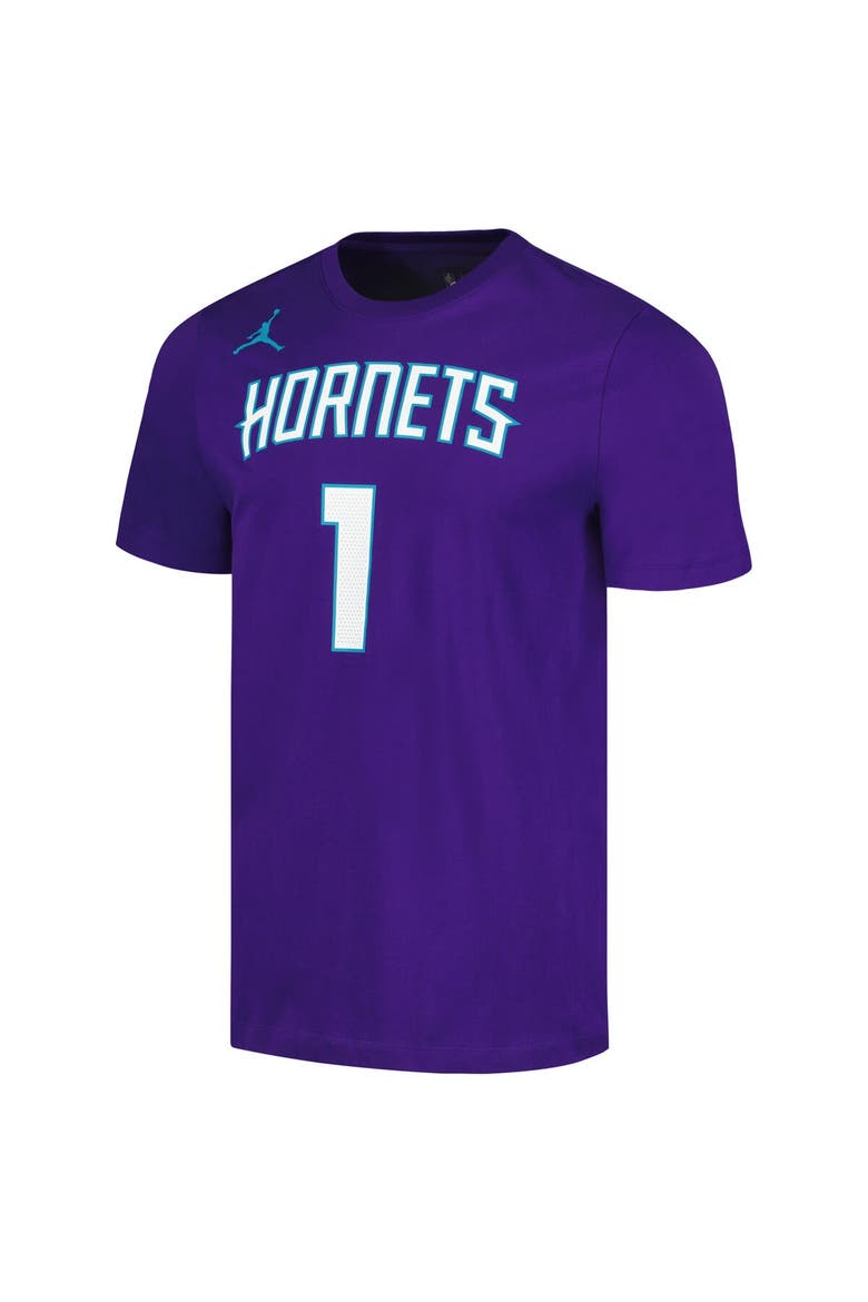 Men's Jordan Brand LaMelo Ball Purple Charlotte Hornets 2022/23 Statement Edition Name & Number T-Shirt, Alternate, color, Purple