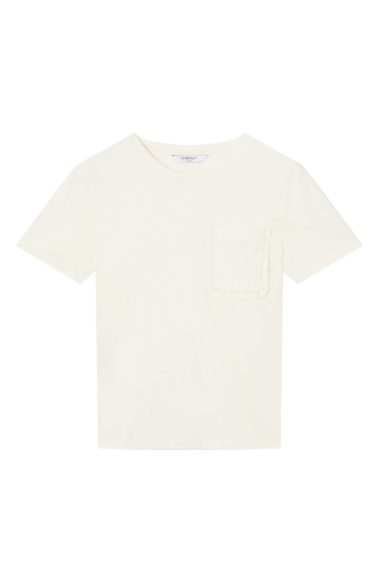 LK Bennett Hallly Frill Pocket Cotton T-Shirt, Alternate, color, Ivory