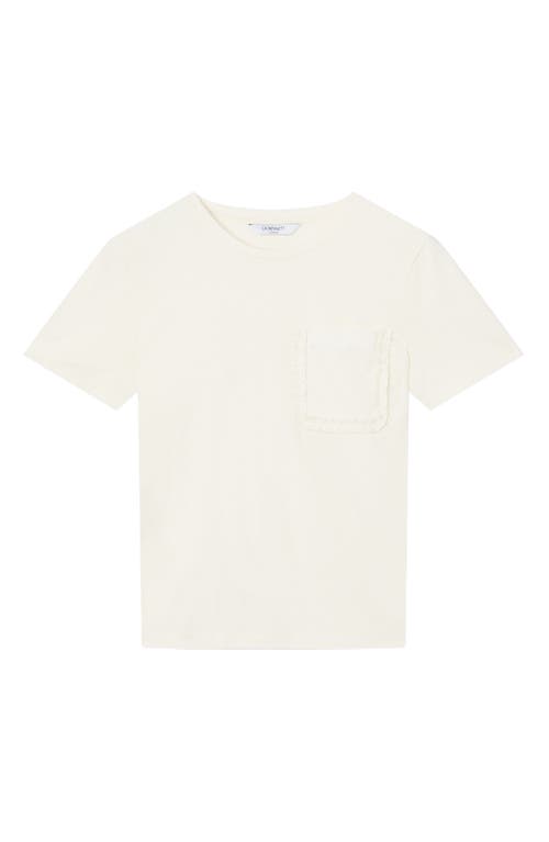 Lk Bennett Hallly Frill Pocket Cotton T-shirt In Ivory