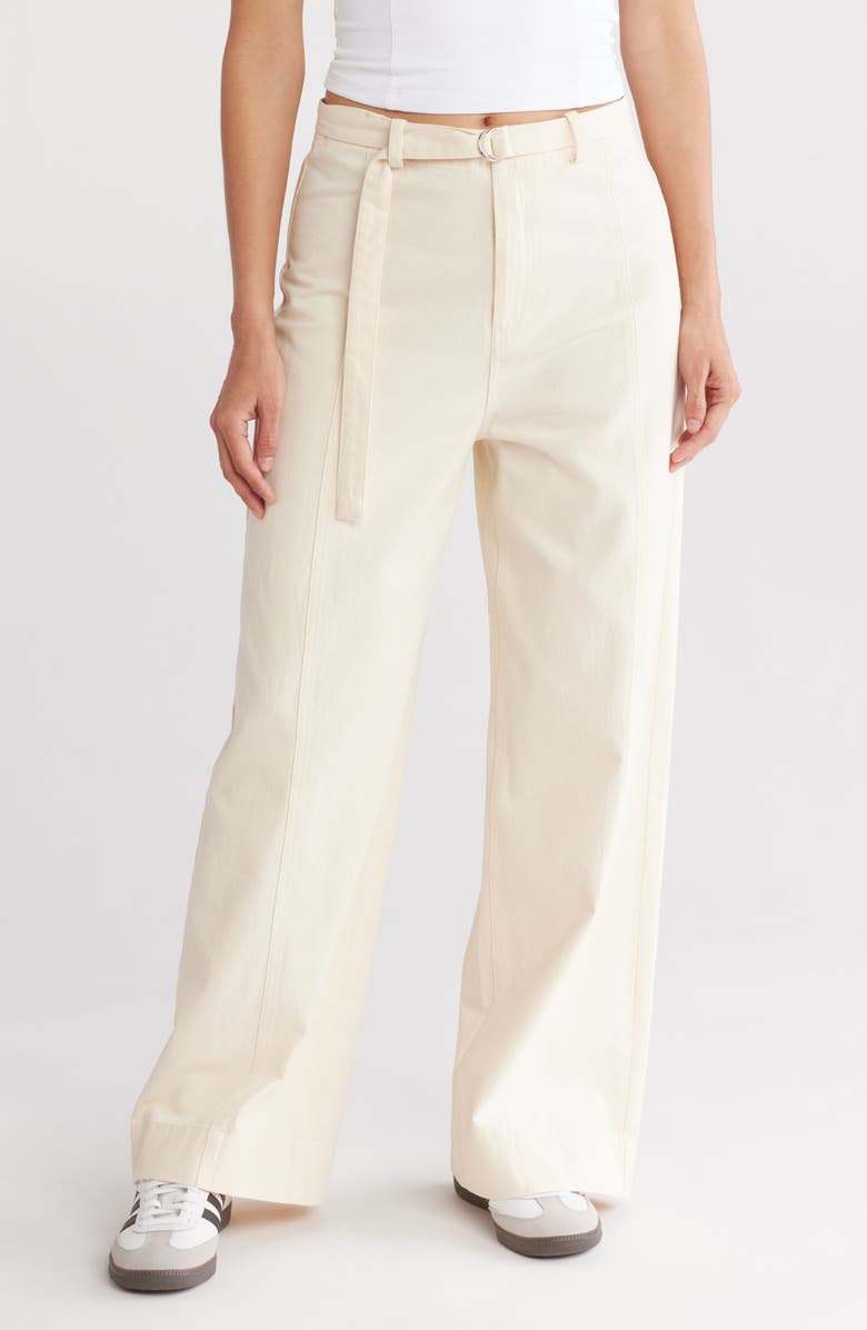 Elodie Relaxed Belted Trousers, Main, color, Cream