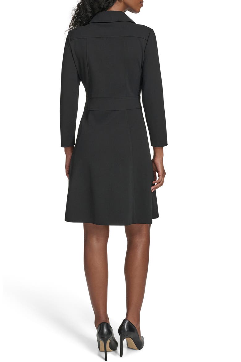 Long Sleeve Scuba Dress, Alternate, color, BLACK