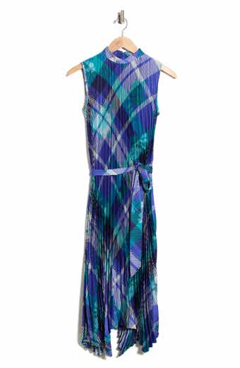 Pleated Belted Trapeze Dress