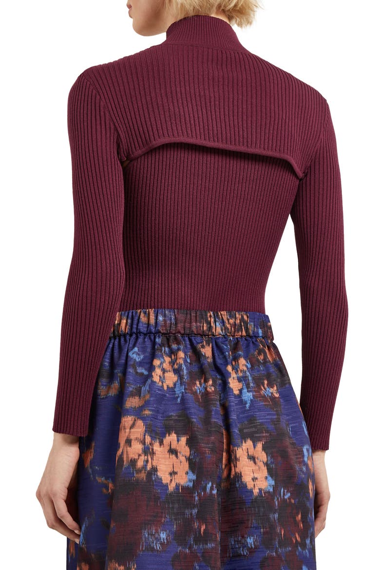 Rib Mock Neck Camisole & Bolero Set, Alternate, color, SANGRIA