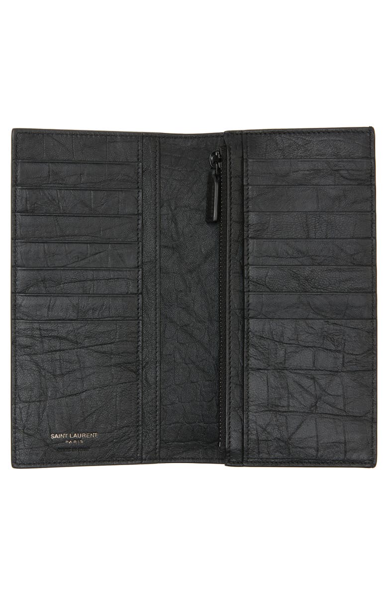 Saint Laurent Monogram Croc Embossed Leather Bifold Wallet, Alternate, color, 