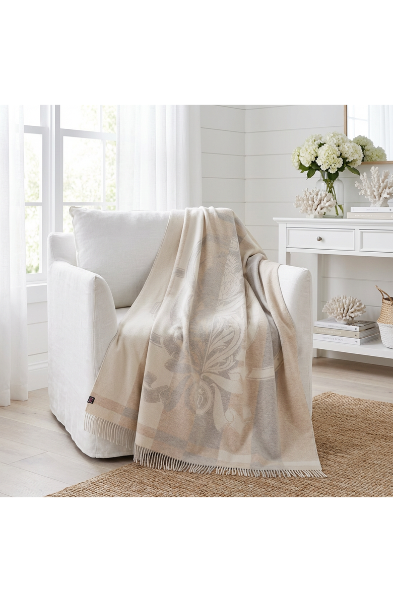 Prince of Scots Thistle Reign Reversible Throw, Alternate, color, Beige