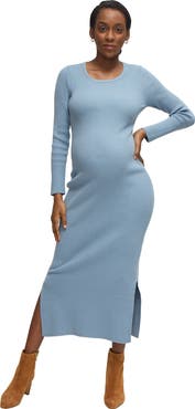 Ingrid & Isabel The Long Sleeve Ribbed Sweater Midi Maternity Dress