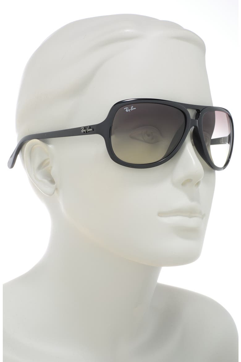 59mm Pilot Aviator Sunglasses, Alternate, color, BLACK