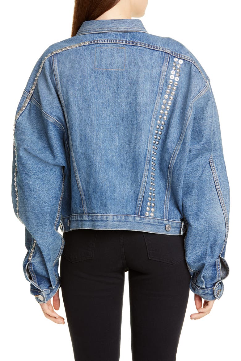 Displaced Denim Jacket, Alternate, color, INDIGO