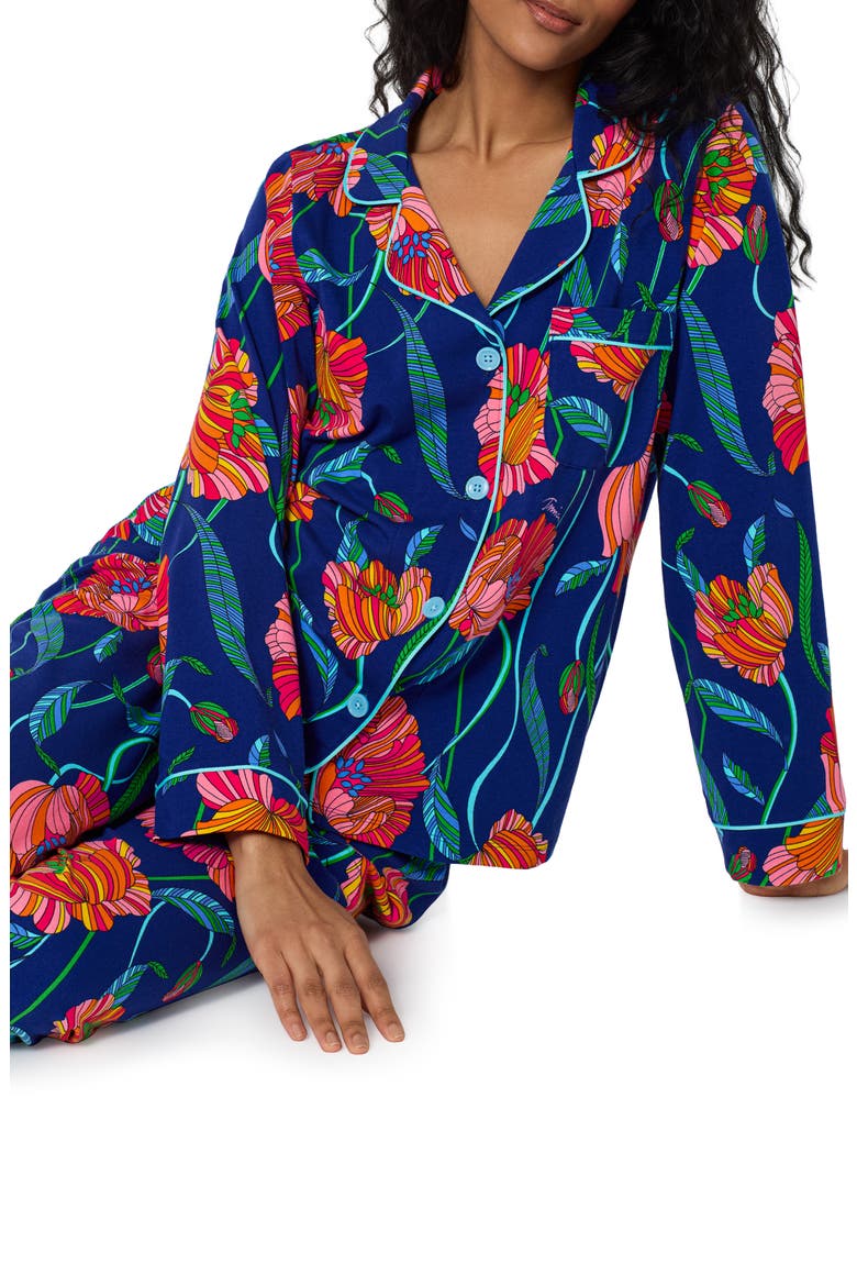 Linear Poppy Long Sleeve Pajamas, Alternate, color, LINEAR POPPY