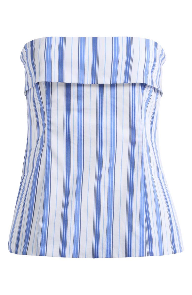 Halogen<sup>®</sup> Playa Stripe Tailored Foldover Strapless Top, Alternate, color, Bright White/ Blue Stripe