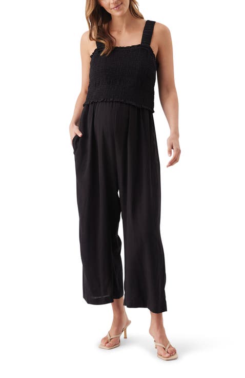 Tilda Smocked Maternity and Nursing Jumpsuit