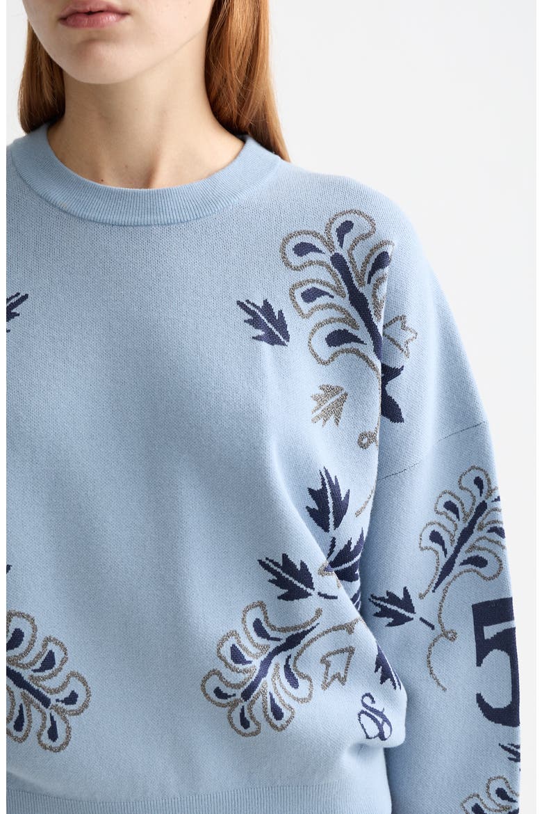 Relaxed Jacquard Pullover, Alternate, color, FADED DENIM