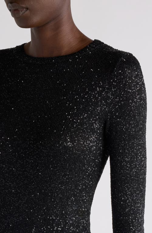 Balenciaga Fitted Sequin Crewneck Sweater In Black
