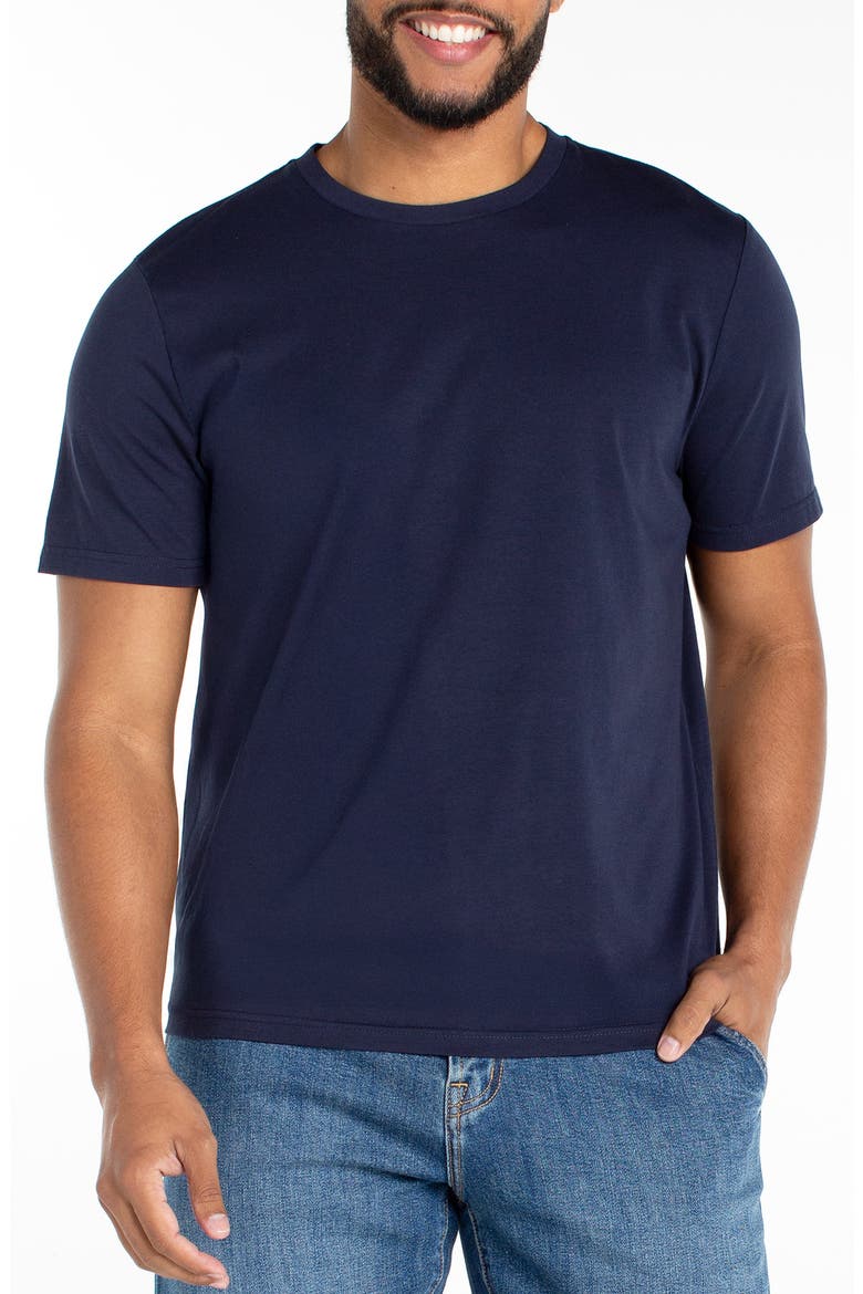 Cotton Blend Crewneck T-Shirt, Main, color, NAVY