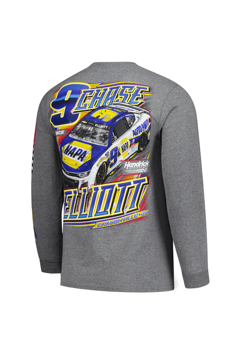 Men's Classic Ink Heather Charcoal Chase Elliott Long Sleeve T-Shirt, Alternate, color, Heather Charcoal