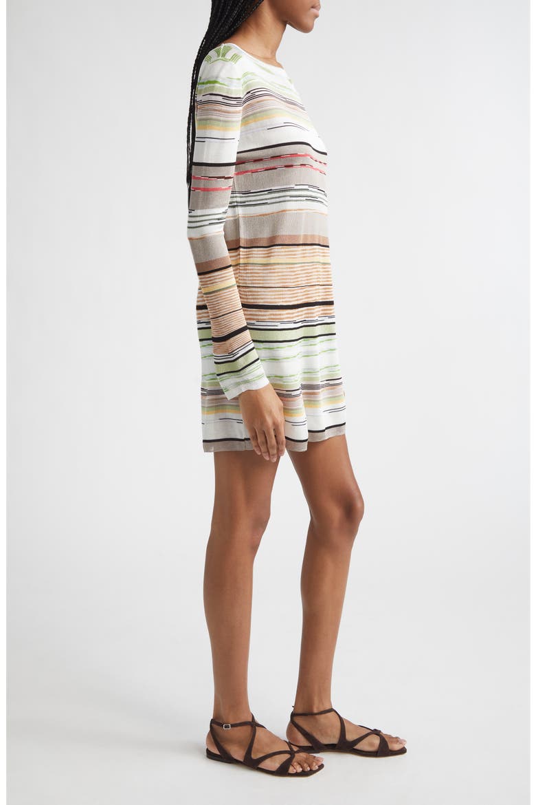 Flame Space Dye Stripe Minidress, Alternate, color, GREEN BROWN TONES