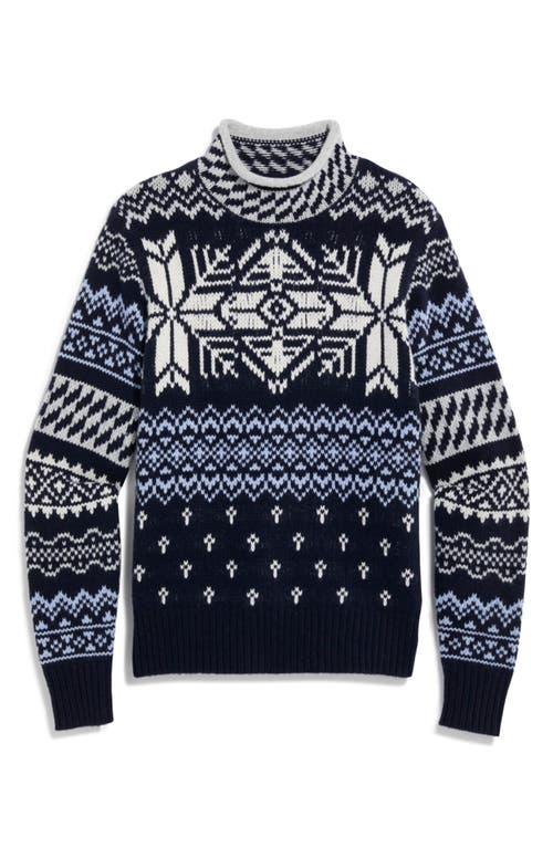 Vineyard Vines Fair Isle Wool Blend Mock Neck Sweater In Nautical Navy