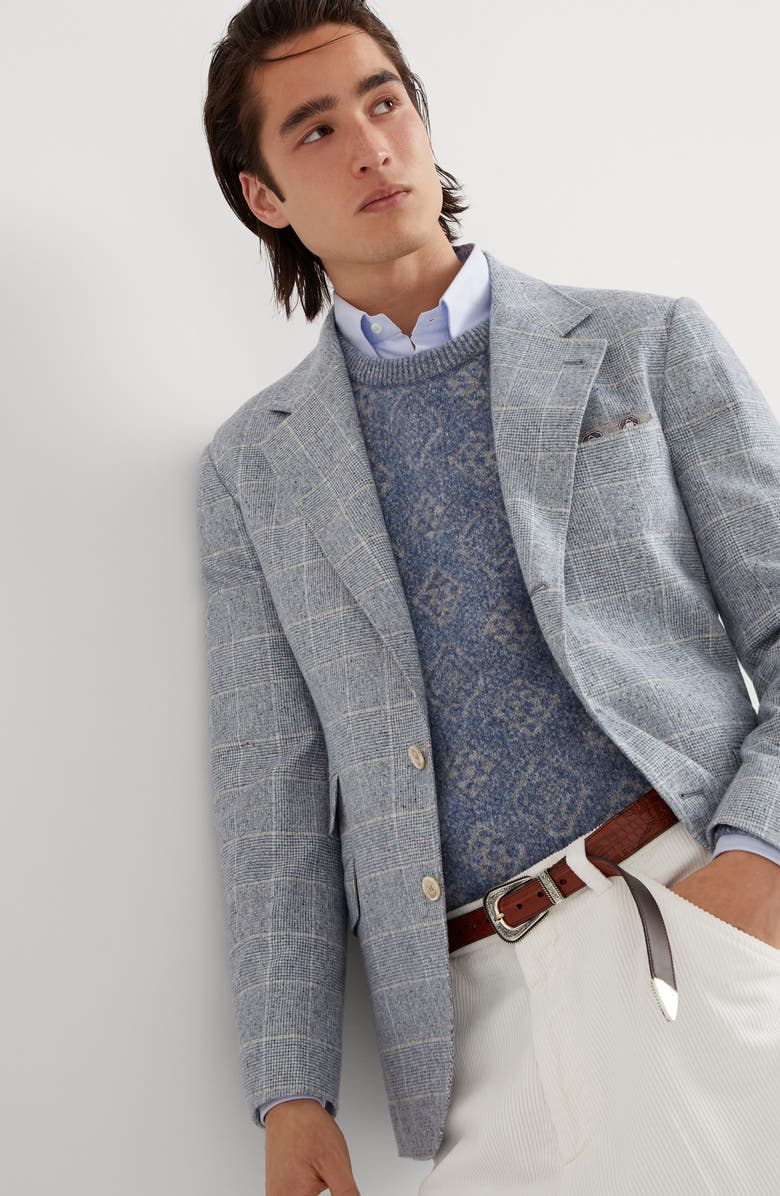 Brunello Cucinelli Prince of Wales Cavallo blazer, Alternate, color,