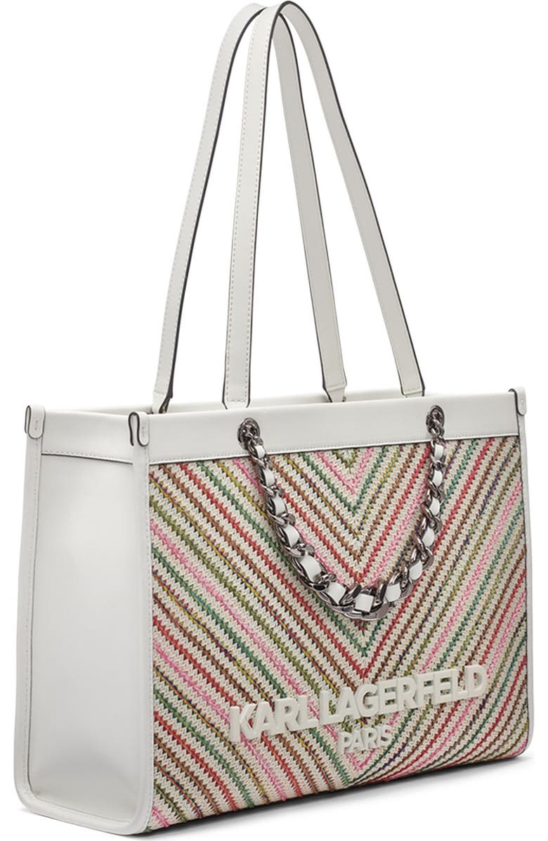 KARL LAGERFELD PARIS Savoie Chevron Raffia Tote, Alternate, color, Multi Combo