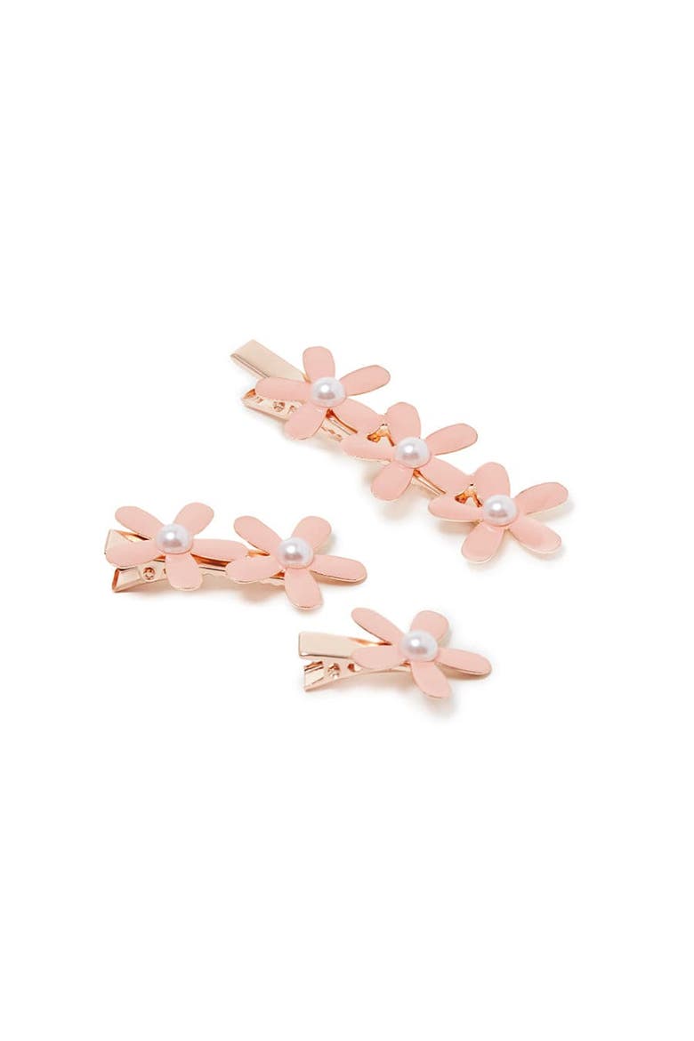 Flower Hair Clip Set, Alternate, color, Pink