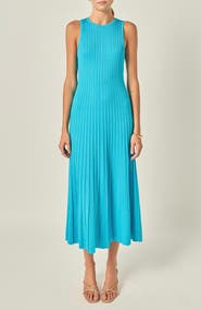 English Factory Pleated A-Line Knit Midi Dress