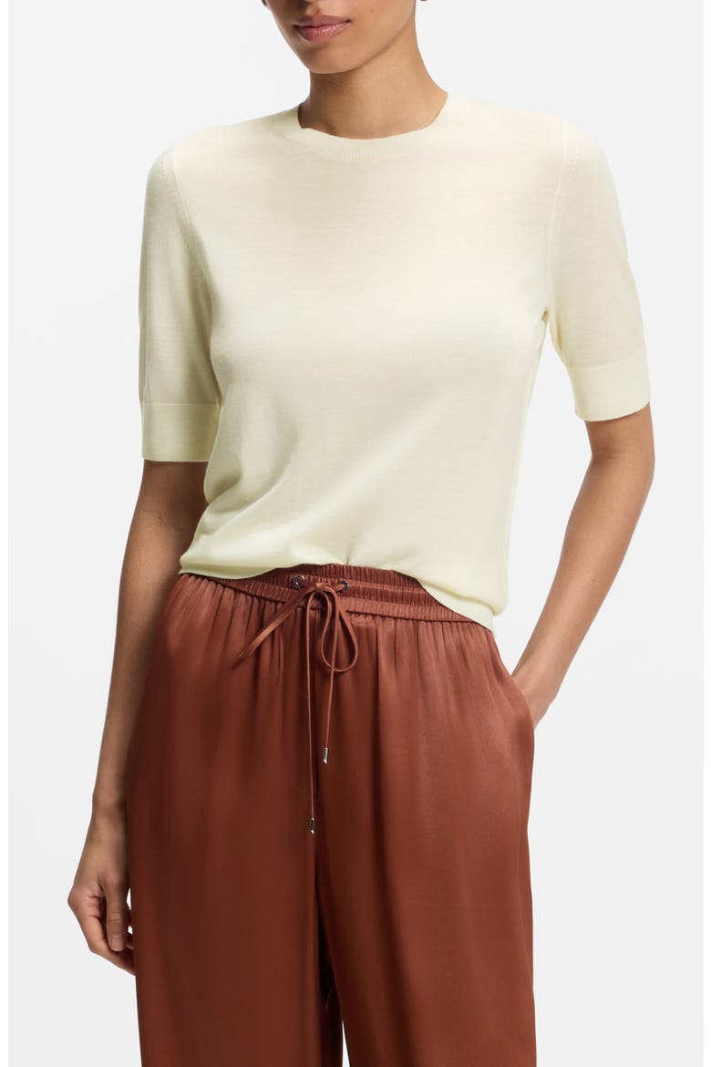 Farbella Merino Wool Short Sleeve Sweater, Main, color, AFTERGLOW