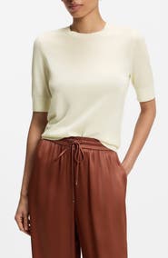 BOSS Farbella Merino Wool Short Sleeve Sweater