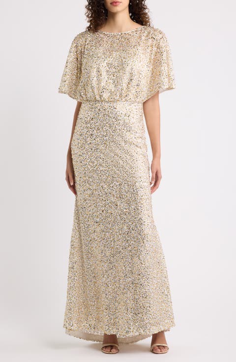Beaded Blouson Gown