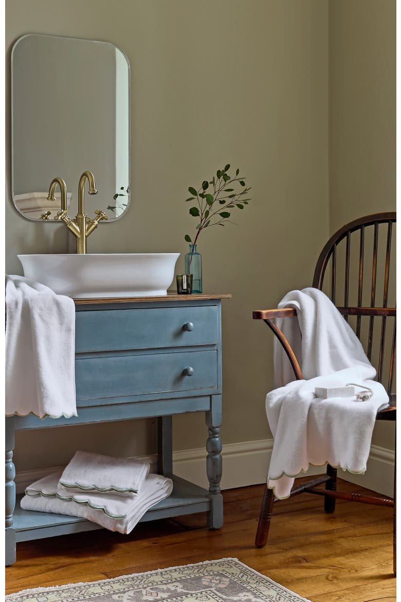 Scallop Edge Luxury Turkish Cotton Bath Towels, Alternate, color, Matcha