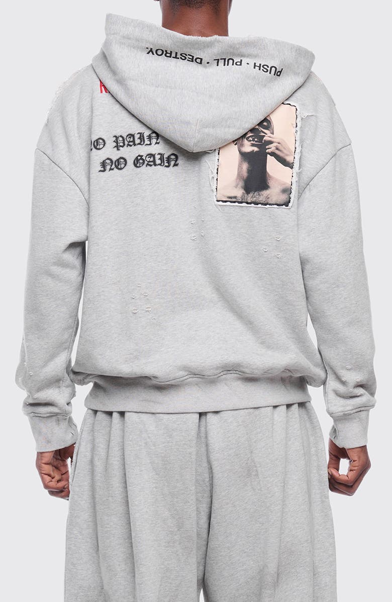 Rolling Loud RL Touring Crew Distressed Pullover Hoodie, Alternate, color, Heather Gray