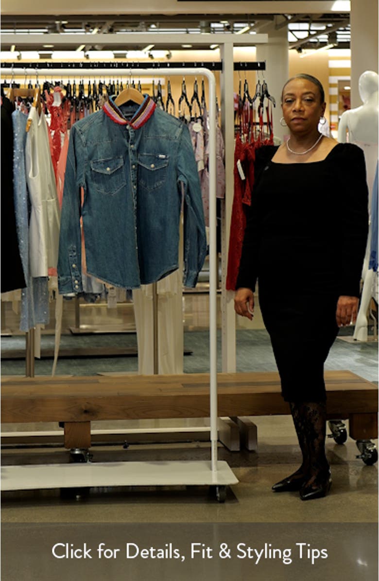 The Collar Club Denim Shirt Jacket with Removable Crochet Collar, sales video thumbnail