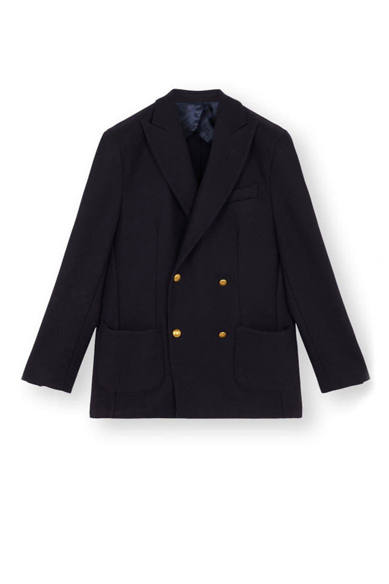 David Double-Breasted Wool Jacket, Main, color, NAVY BLUE