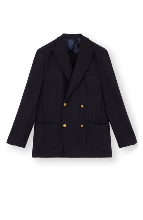 Fortela David Double-breasted Wool Jacket In Black