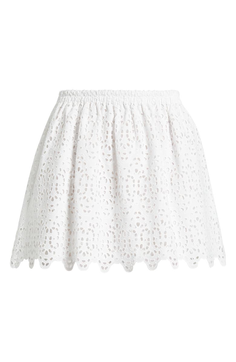 FRAME The Deco Embroidered Eyelet Cotton Miniskirt, Alternate, color, White