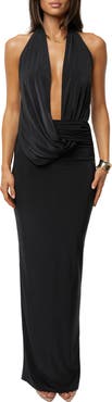 JLUXLABEL Dawn Drape Halter Maxi Dress