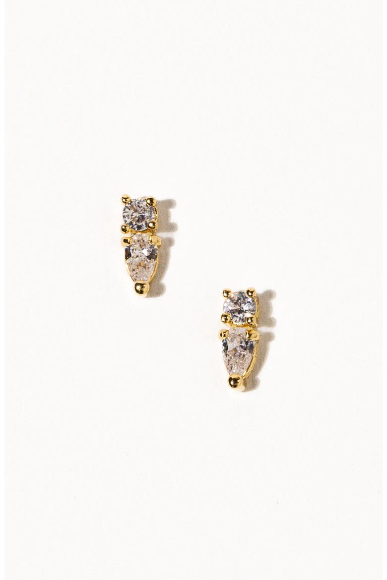 Dew Drop Cubic Zirconia Stud Earrings, Alternate, color, GOLD