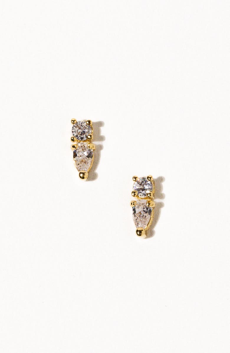 Child of Wild Dew Drop Cubic Zirconia Stud Earrings, Alternate, color, Gold